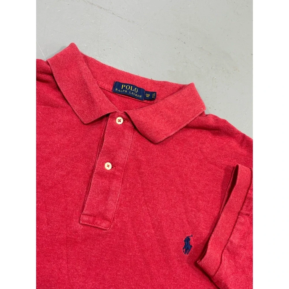 Polo Ralph Lauren Men 2XB Big Red Heather Short Sleeve Pique Polo Blue Pony